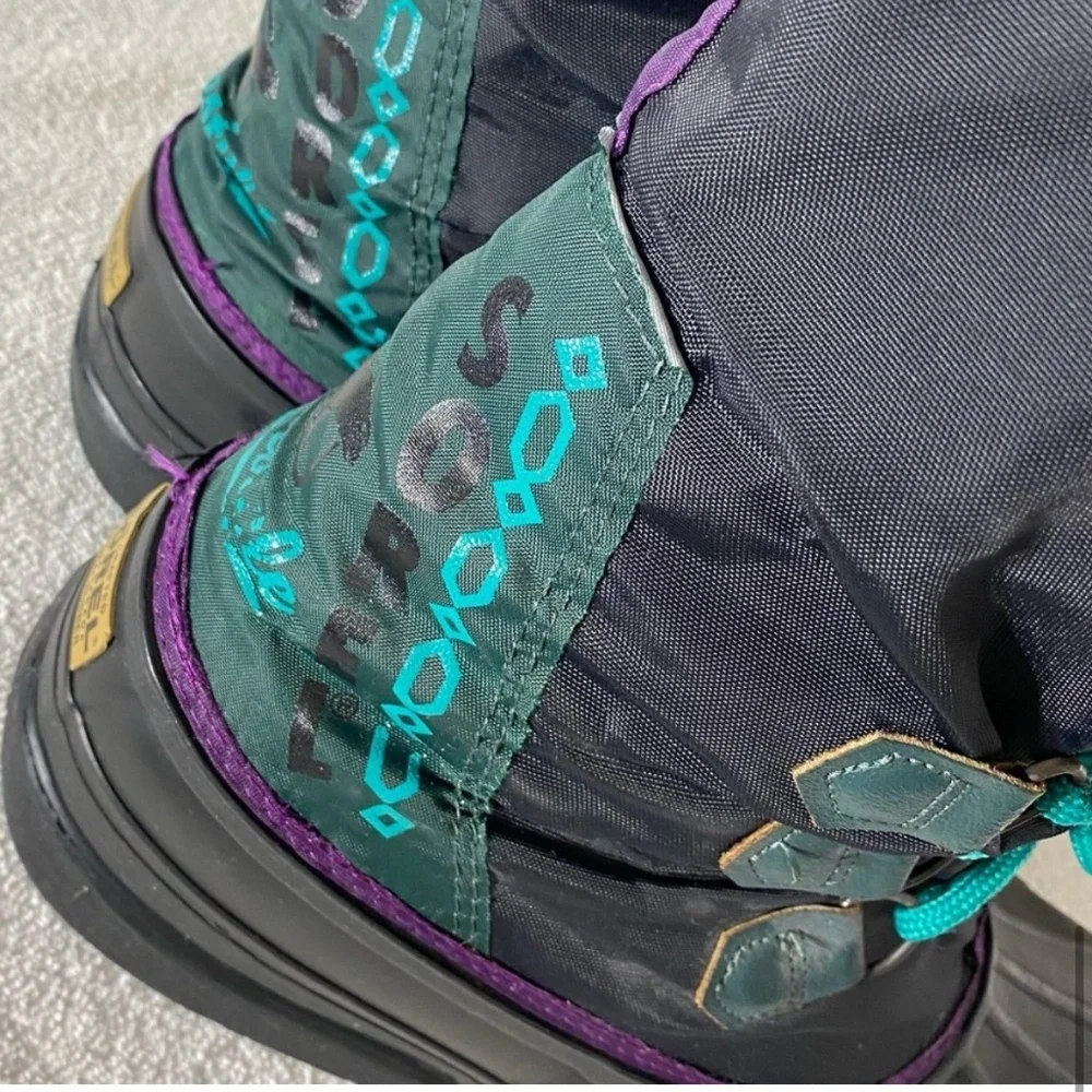 Vintage 90s Sorel Black Purple Teal Freestyle Sport Winter Snow Boots 11 - Picture 11 of 16